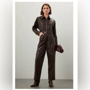 Banana Republic Black Leather Boilersuit Large
